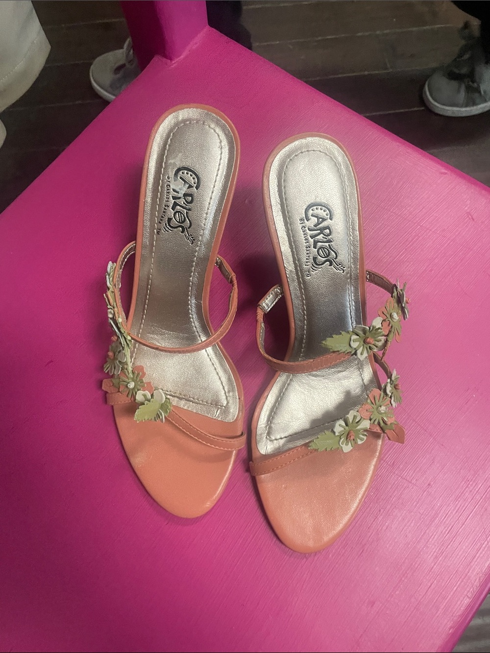 Carlos by Carlos Santana Coral Floral Kitten Heels